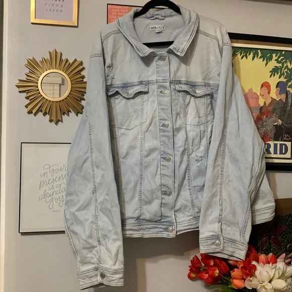 Ava Viv Jackets Coats Womens Relaxed Denim Jacket Ava Viv